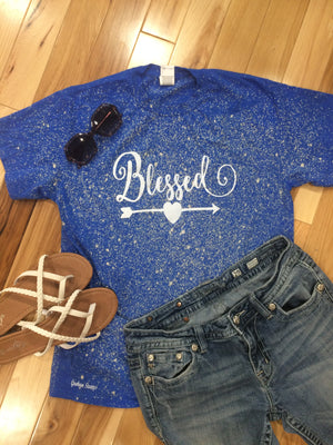 Blessed blue/white bleached dyed Gildan t-shirt