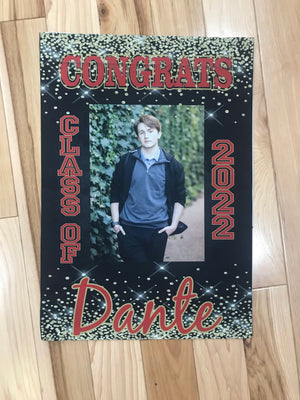 Graduation garden flag personalized for any school. Great for graduation parties!