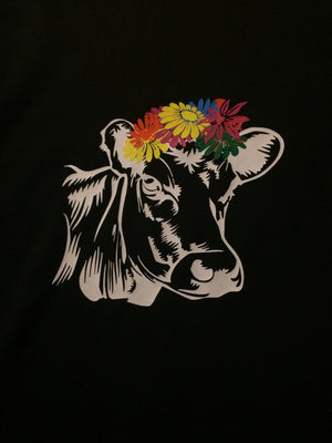 Cow with flowers cute t-shirt